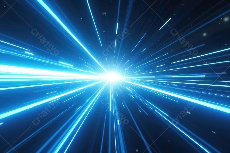 Foto Abstrata Linhas de Luz Azuis Velocidade Túnel Digital
