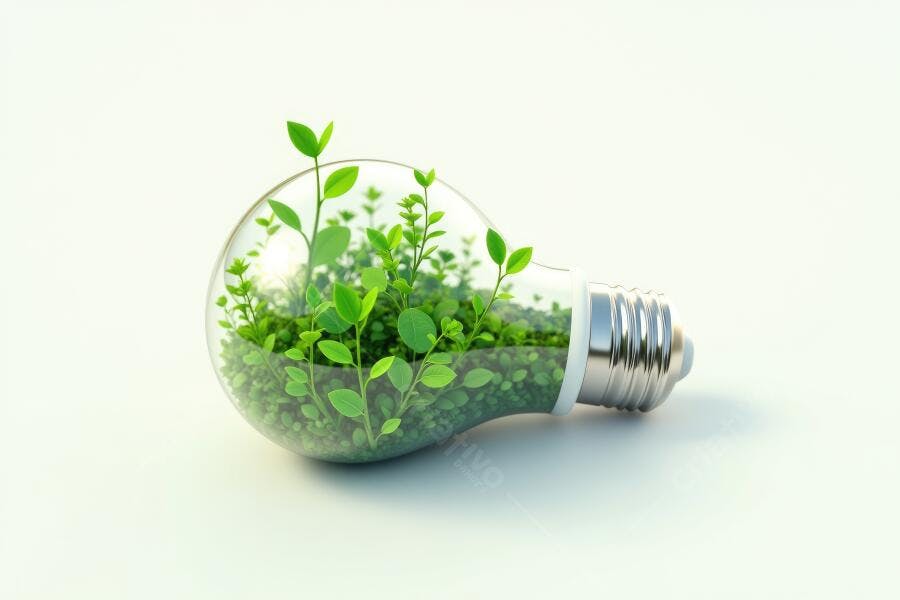 Foto Lâmpada Ecológica Planta Crescendo Sustentabilidade