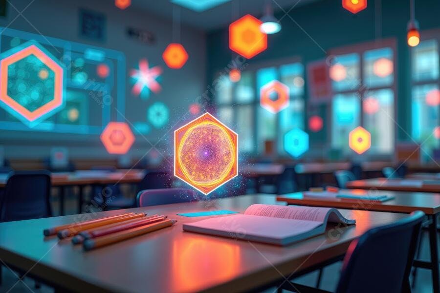 Foto Sala de Aula Vazia Tecnologia Hexágonos Digitais