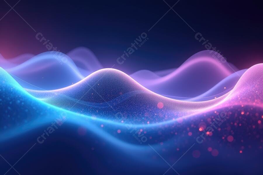 Ondas Abstratas Neon Azul Roxo Fundo Digital Moderno