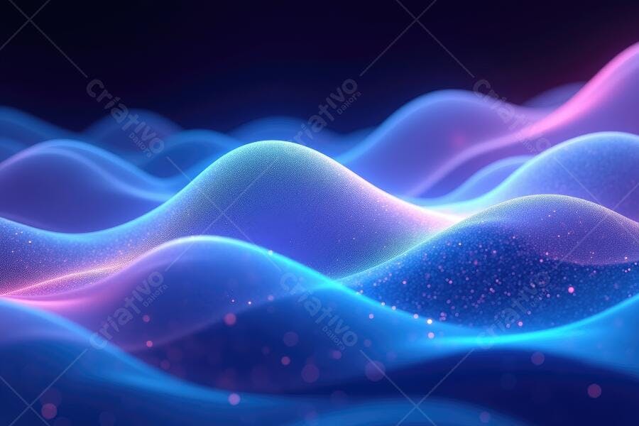 Foto Abstrata Ondas Líquidas Neon Azul Roxo Brilhante