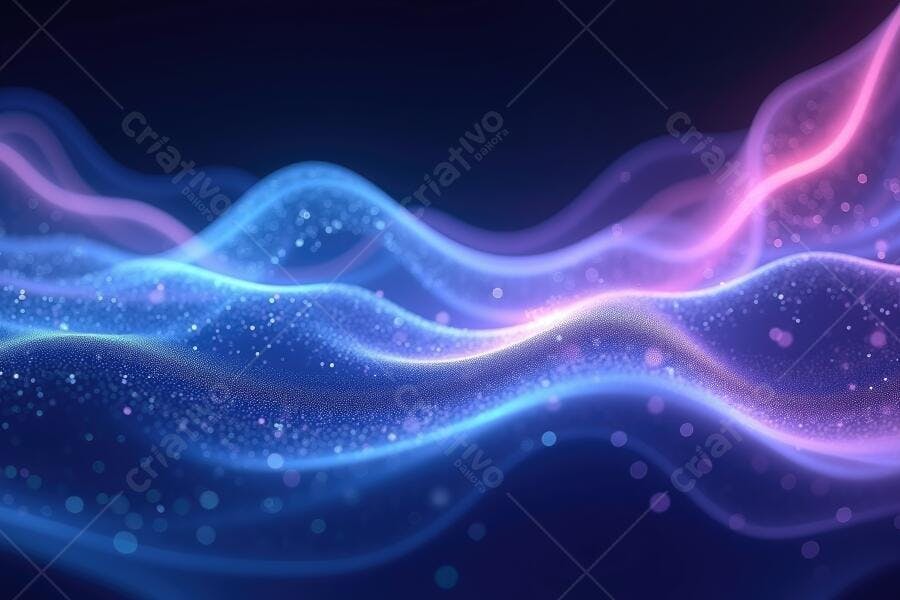 Fundo Abstrato Ondas Digitais Partículas Neon Azul Roxo