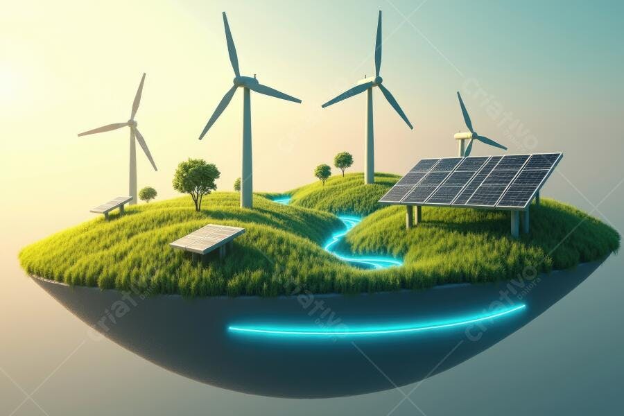Foto Ilha Flutuante Energia Renovável Eólica Solar
