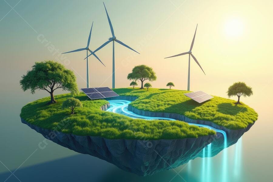 Foto Ilha Flutuante Energia Renovável Sustentabilidade