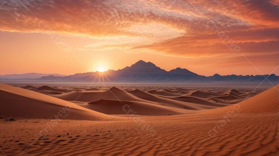 Foto Deserto Dunas Pôr do Sol Céu Laranja Montanhas