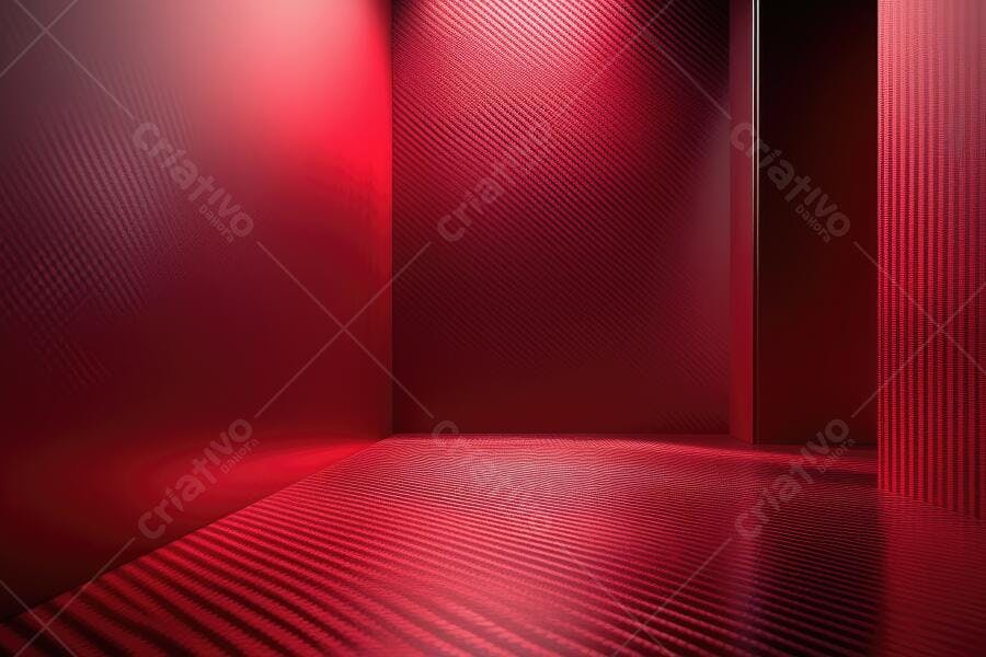 Foto Estúdio Vazio Vermelho Textura Listrada Iluminação Cênica