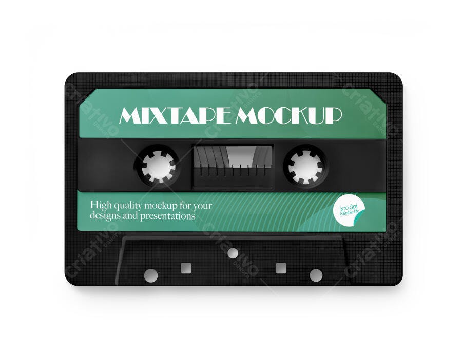 Mockup Fita Cassete Mixtape Retrô Vista Superior Editável