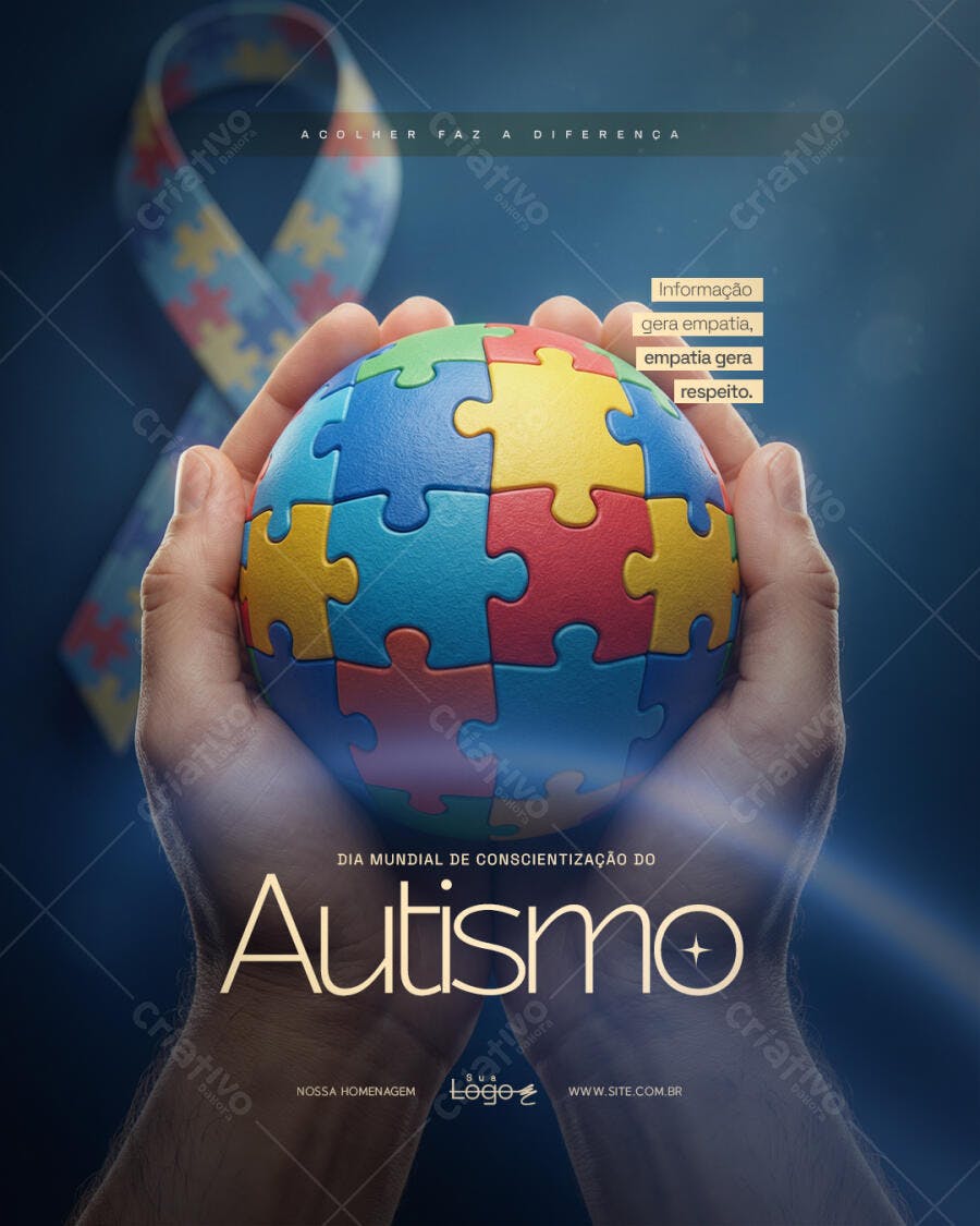 Post Instagram Dia Mundial Conscientização Autismo PSD Editável
