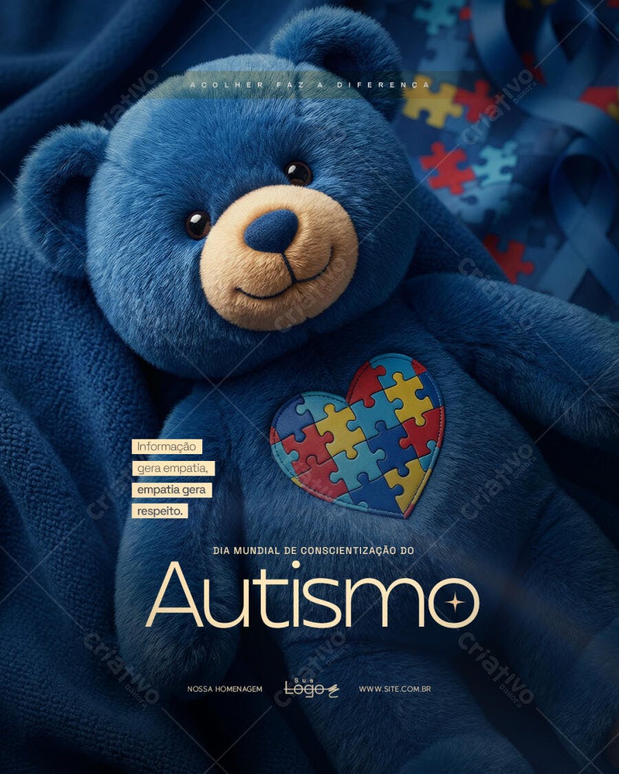 Post Instagram Dia Mundial Conscientização Autismo PSD Editável