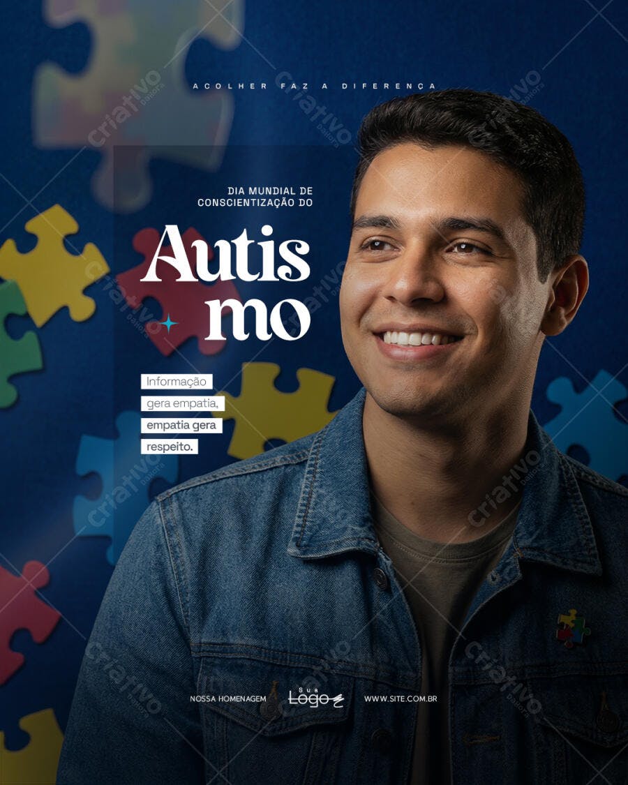 Post Dia Mundial Conscientização Autismo PSD Editável