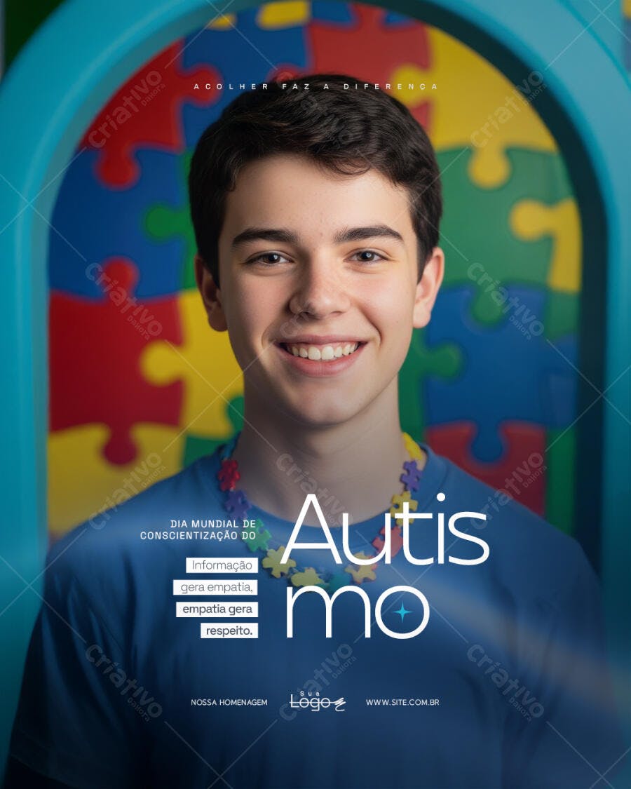 Post Autismo Dia Mundial Conscientização PSD Editável