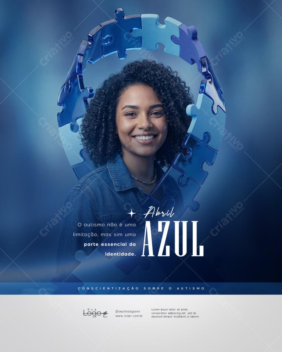 Post Instagram Abril Azul Conscientização Autismo PSD Editável