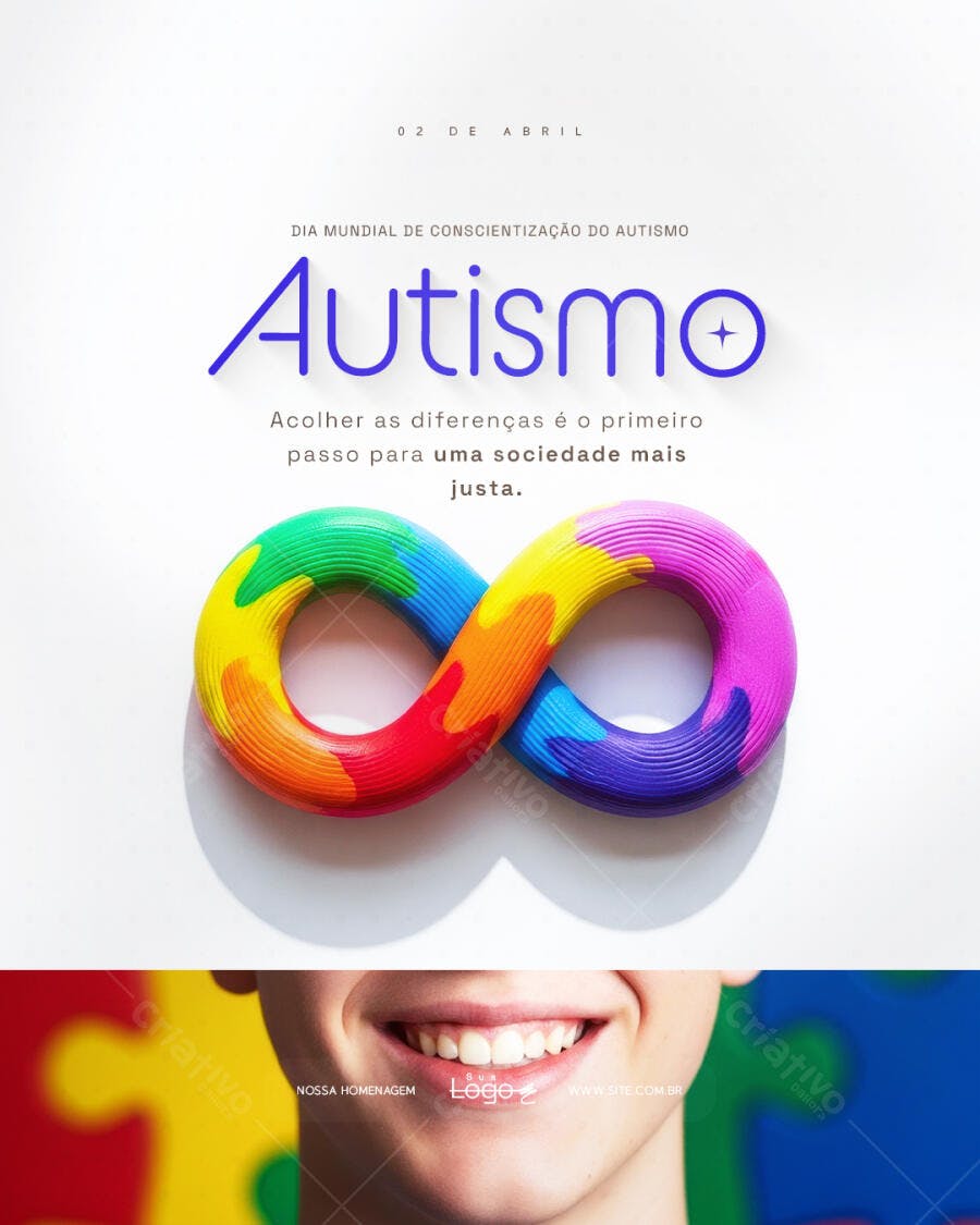 Post Instagram Dia Conscientização Autismo PSD Editável