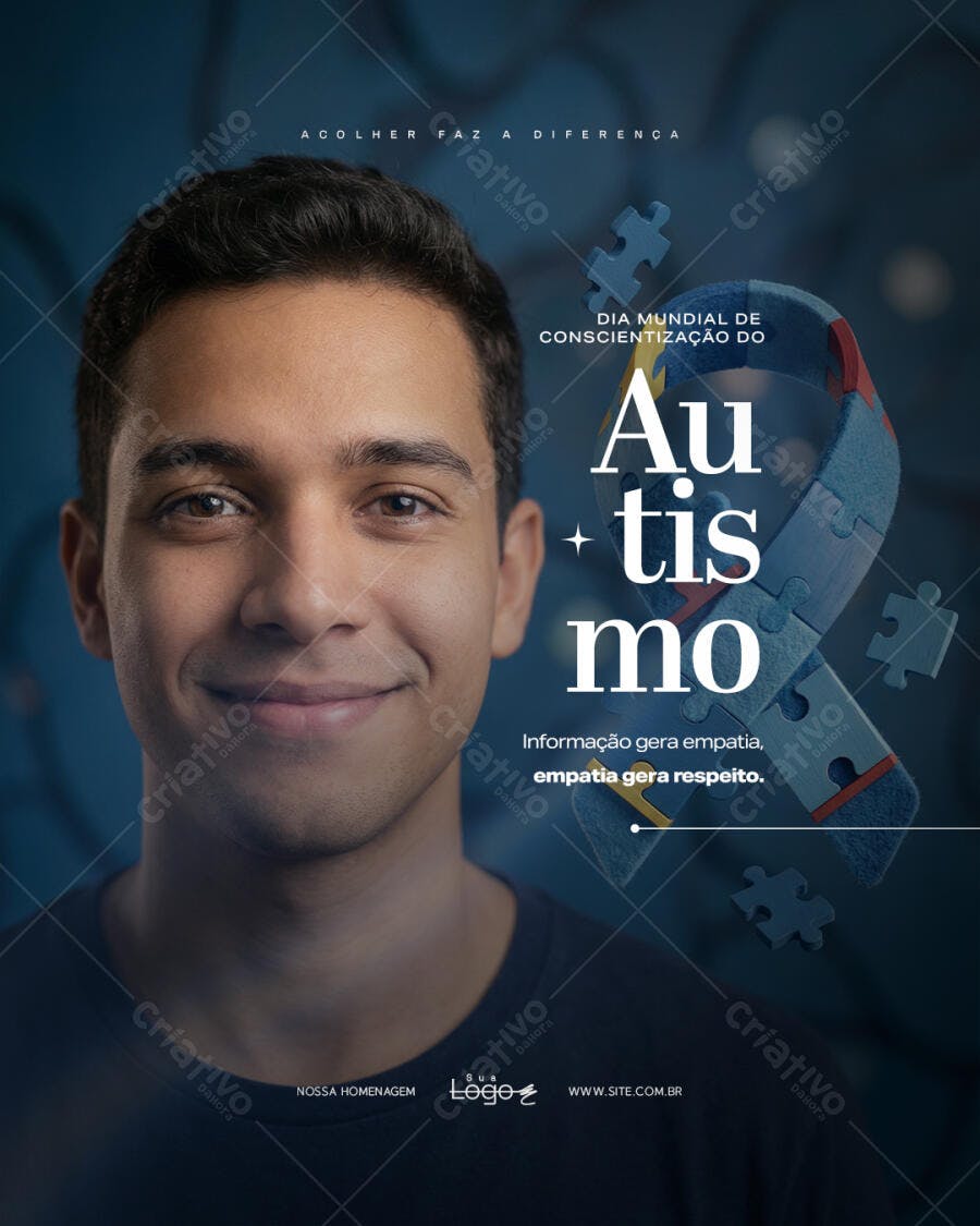 Post Instagram Dia Mundial Conscientização Autismo PSD Editável