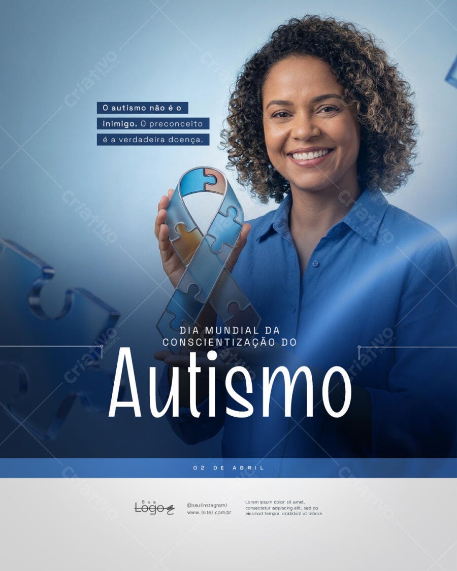 Post Instagram Dia Mundial Conscientização Autismo PSD Editável