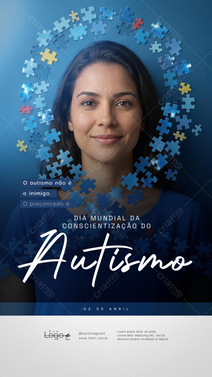 Story Dia Mundial Conscientização Autismo 2 de Abril PSD Editável