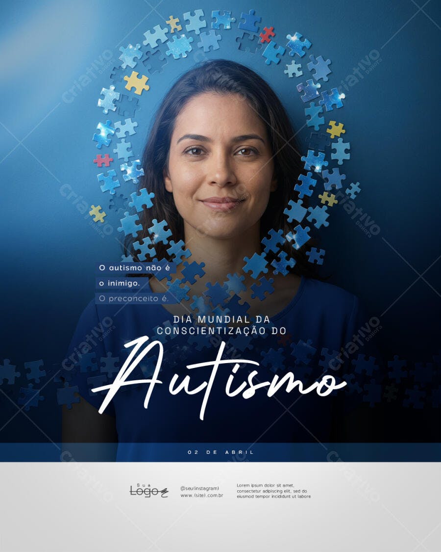Post Instagram Dia Mundial Conscientização Autismo PSD Editável