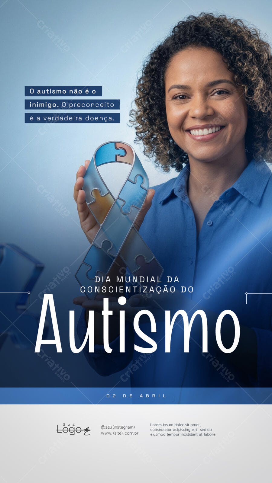 Post Instagram Dia Mundial Conscientização Autismo PSD Editável