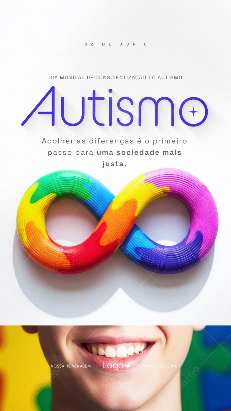 Post Instagram Dia Mundial Conscientização Autismo PSD Editável