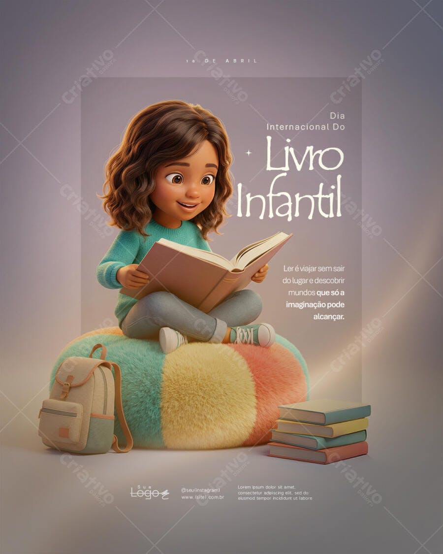 Post Dia Internacional do Livro Infantil PSD Editável