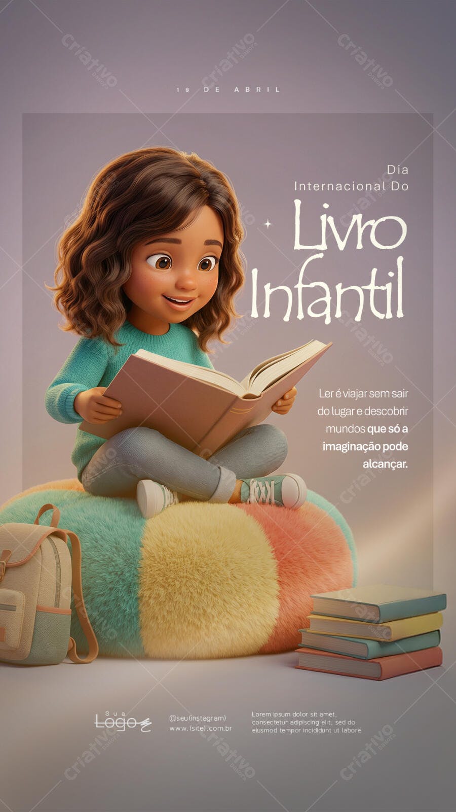 Story Dia Internacional do Livro Infantil PSD Editável
