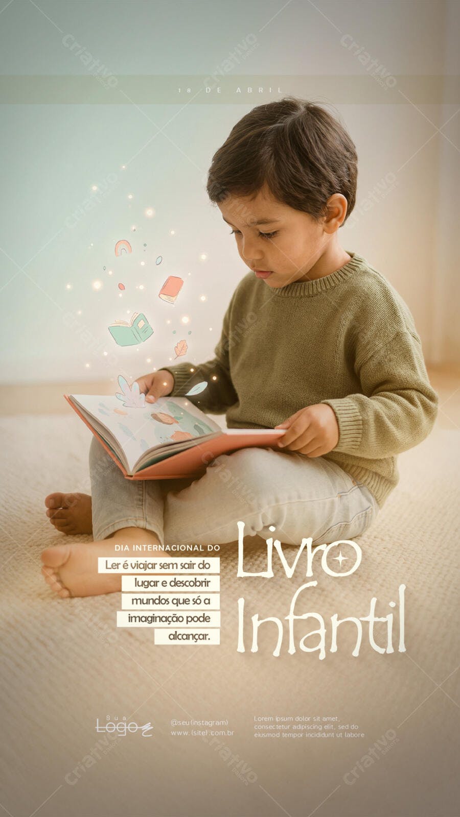 Story Instagram Dia Internacional do Livro Infantil PSD Editável