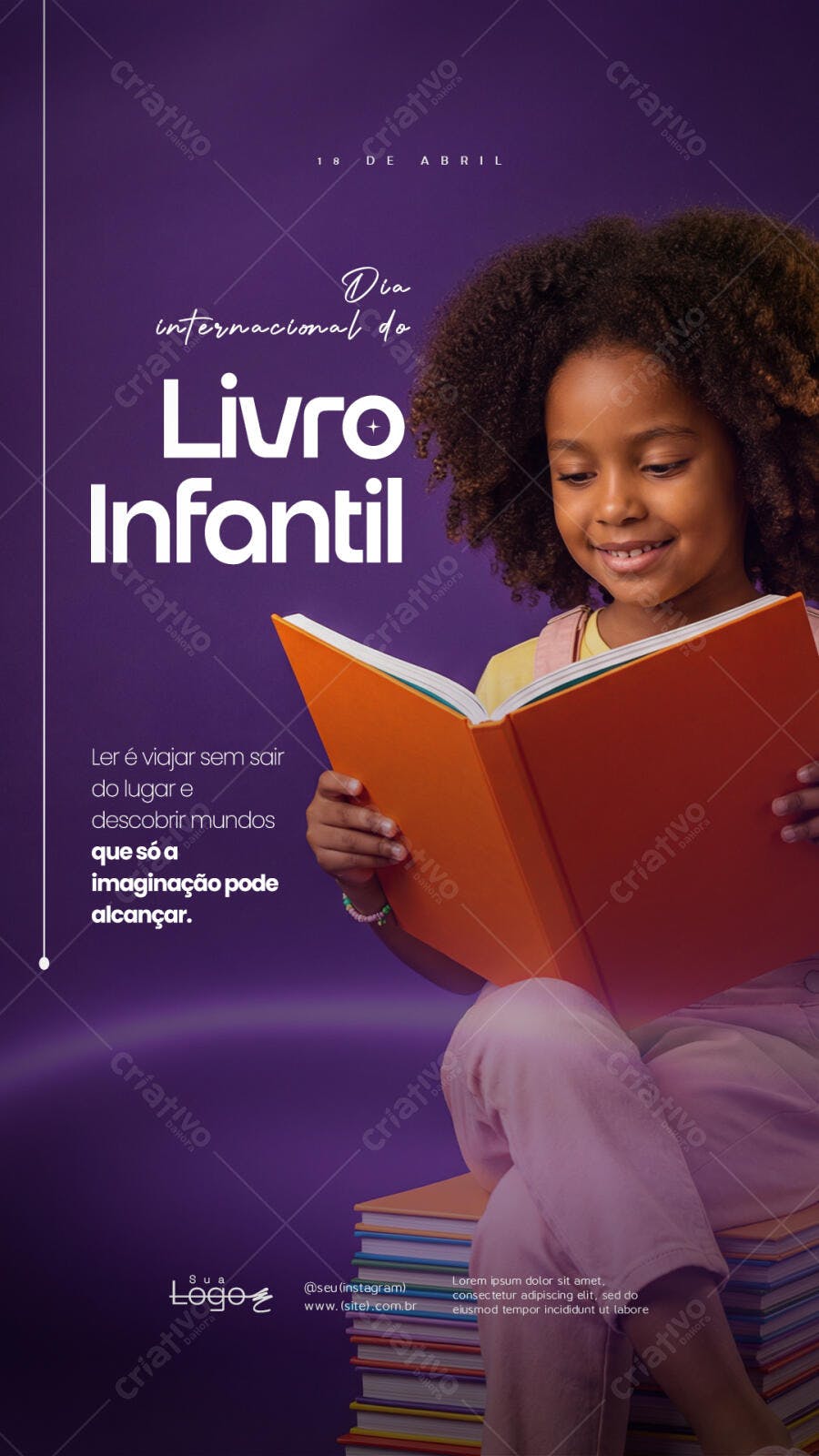 Post Dia Internacional do Livro Infantil PSD Editável