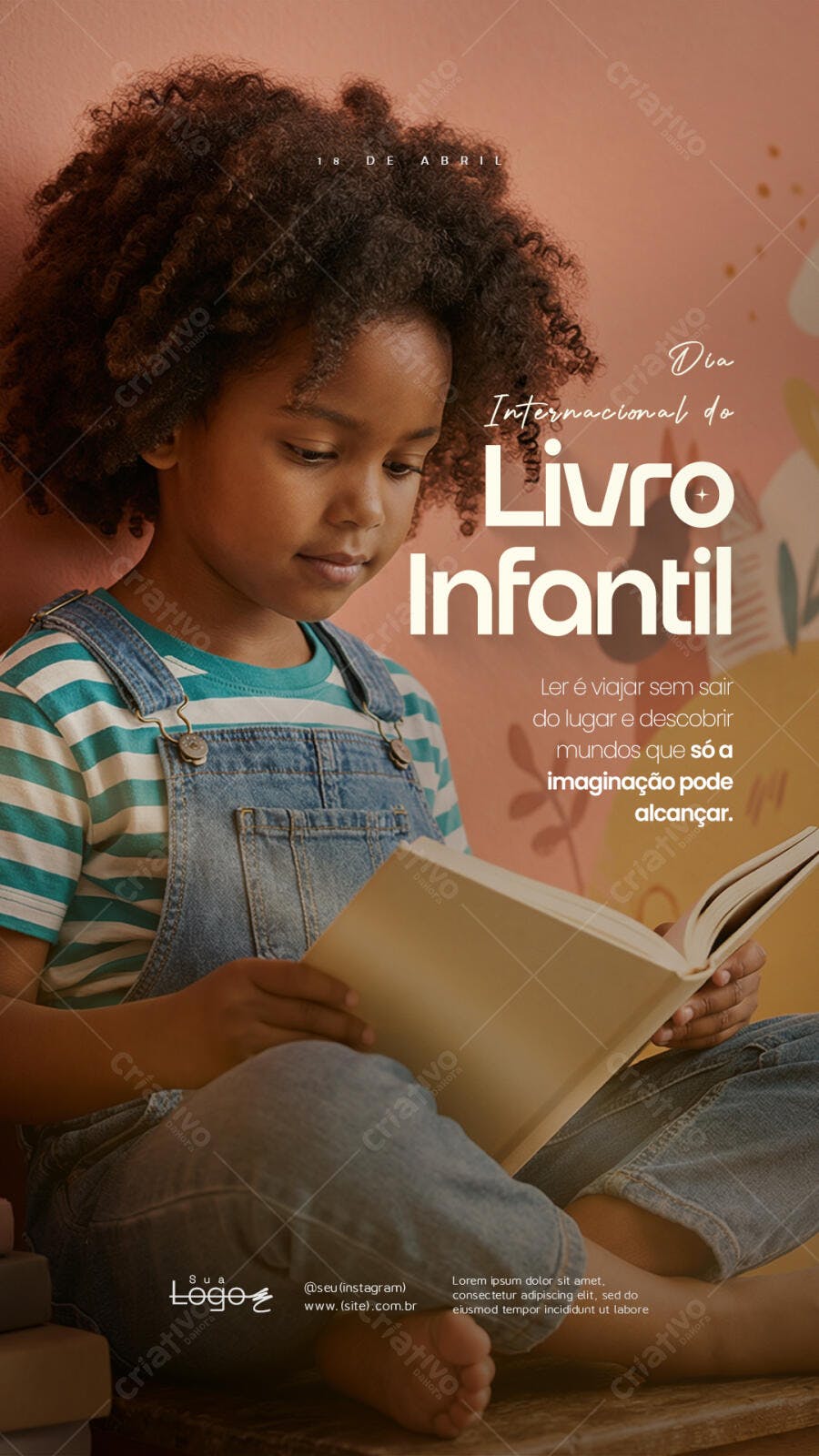 Story Dia Internacional do Livro Infantil 18 de Abril PSD Editável