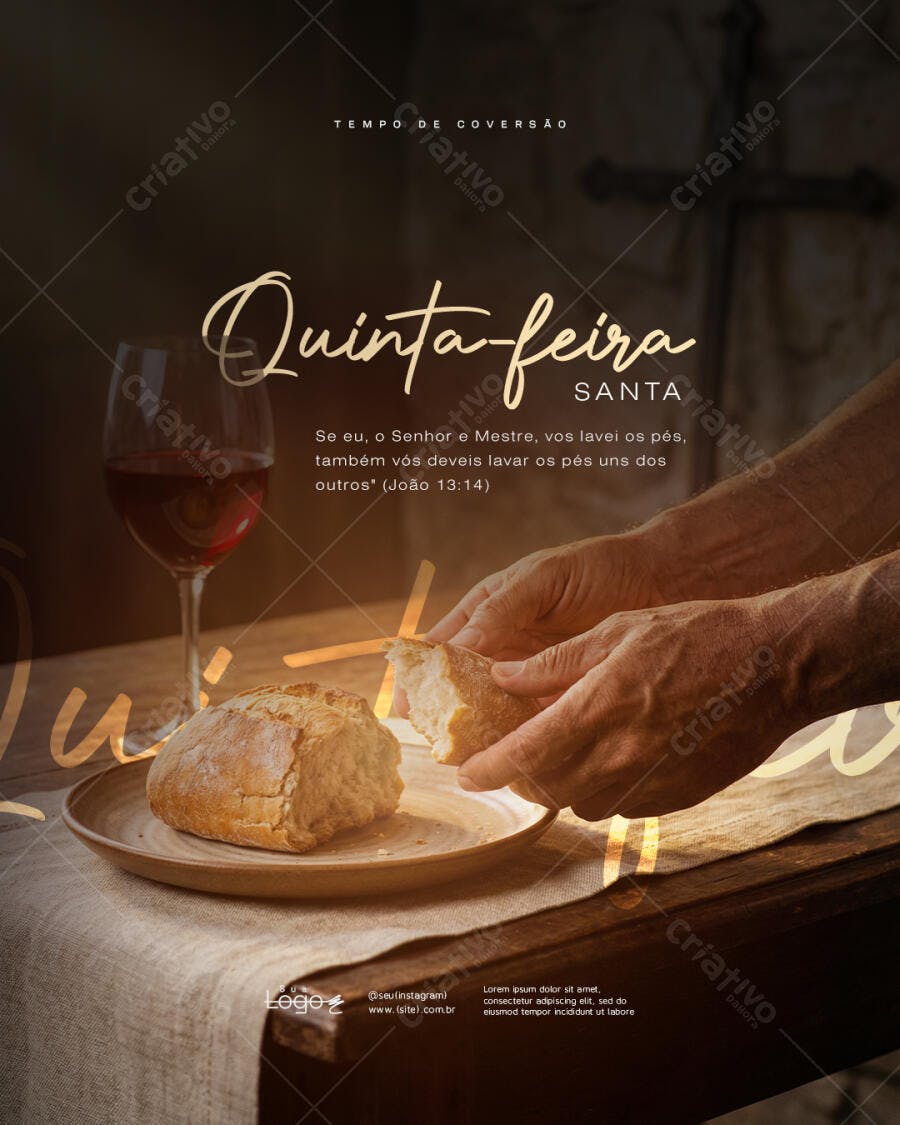 Post Instagram Quinta-feira Santa Páscoa PSD Editável