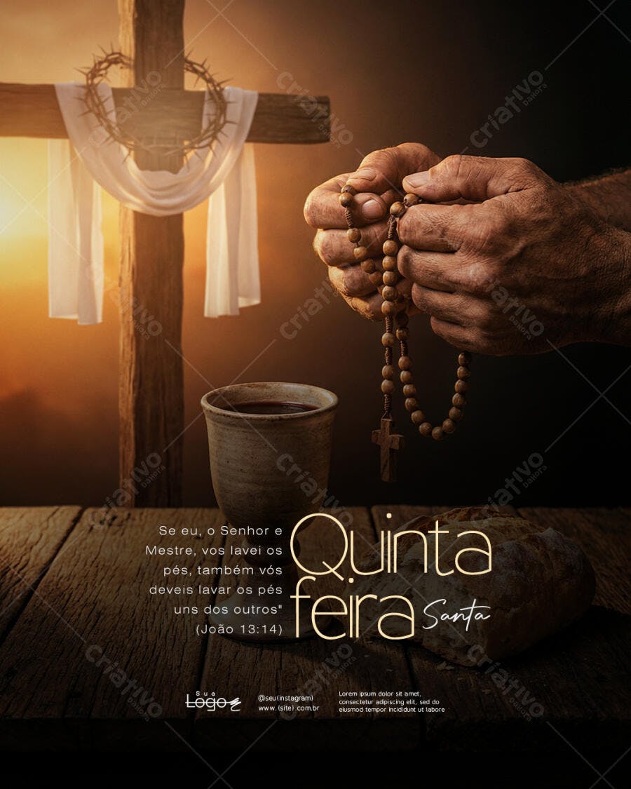 Post Instagram Quinta Feira Santa Páscoa PSD Editável