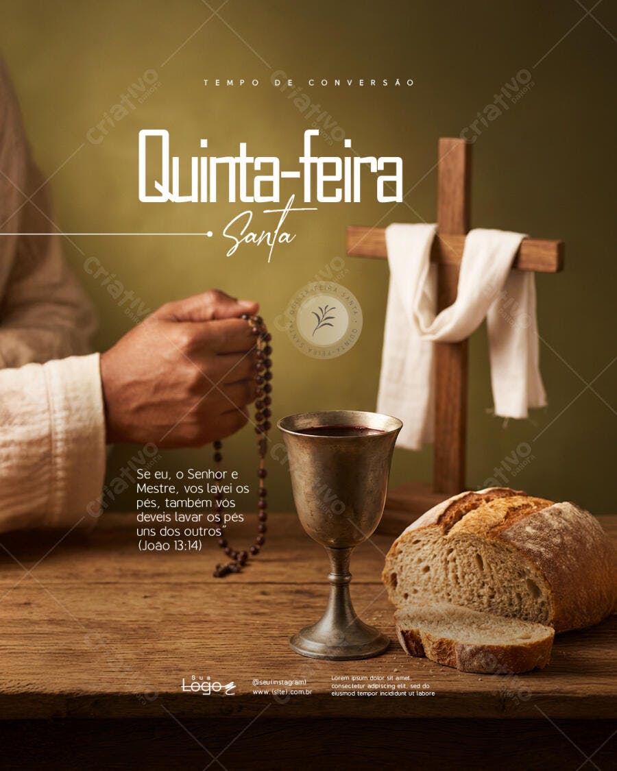 Post Quinta-feira Santa Páscoa Igreja PSD Editável
