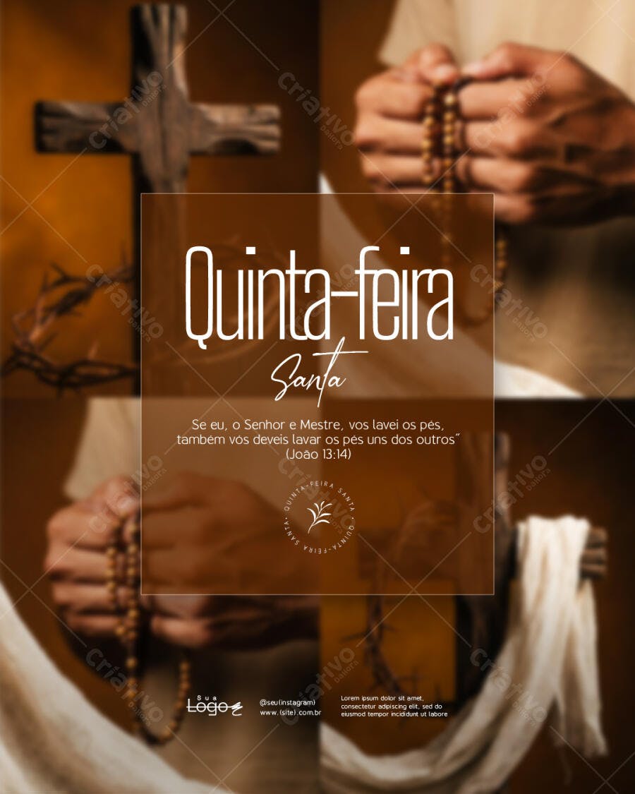 Post Quinta-feira Santa Páscoa Religioso PSD Editável