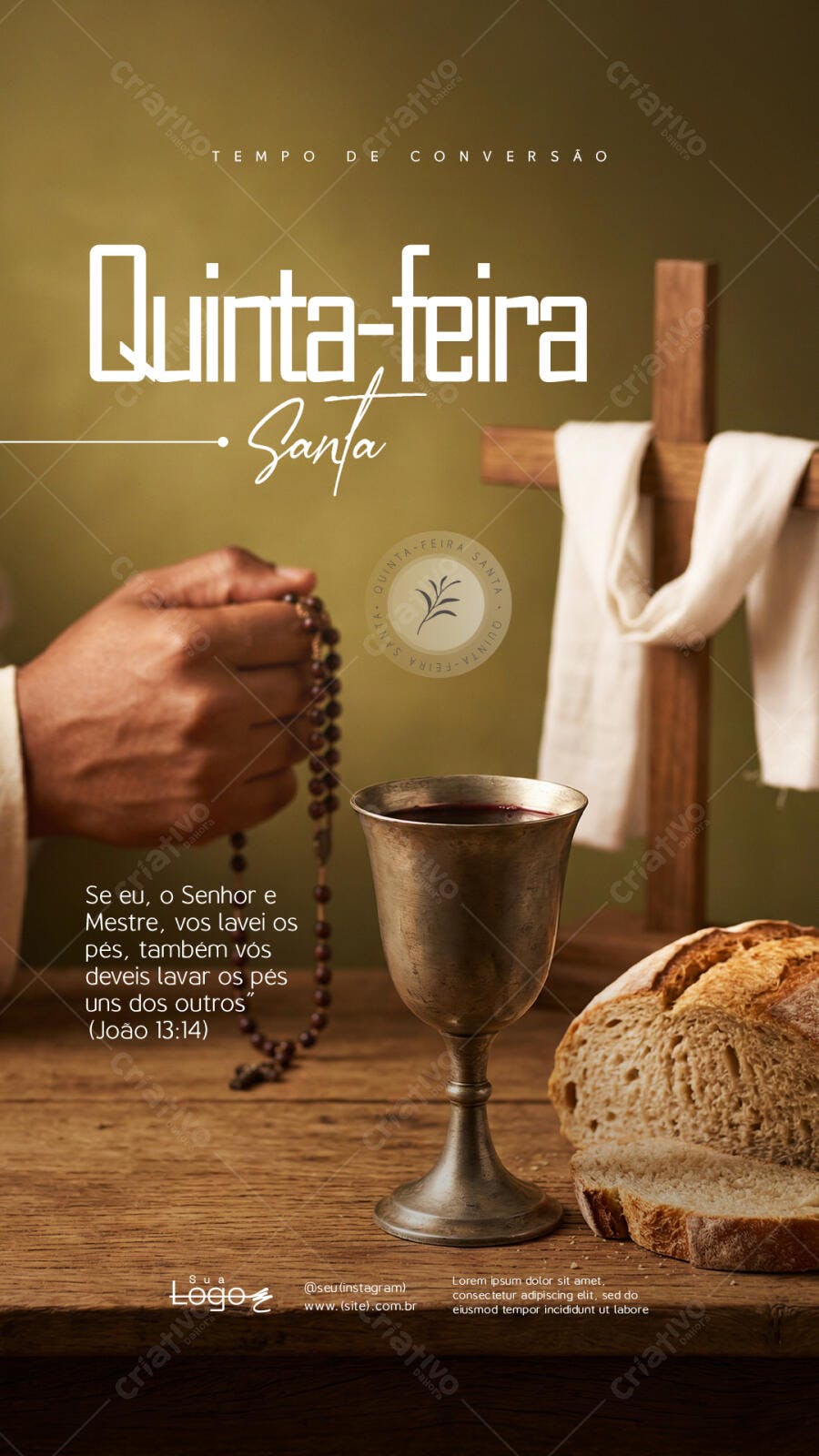 Post Instagram Quinta-feira Santa Páscoa PSD Editável