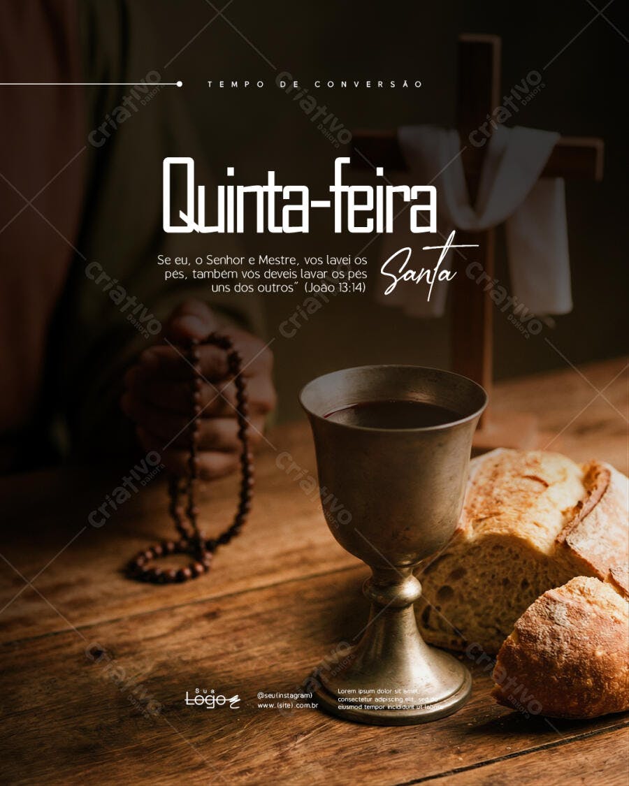 Post Quinta-feira Santa Páscoa Igreja PSD Editável