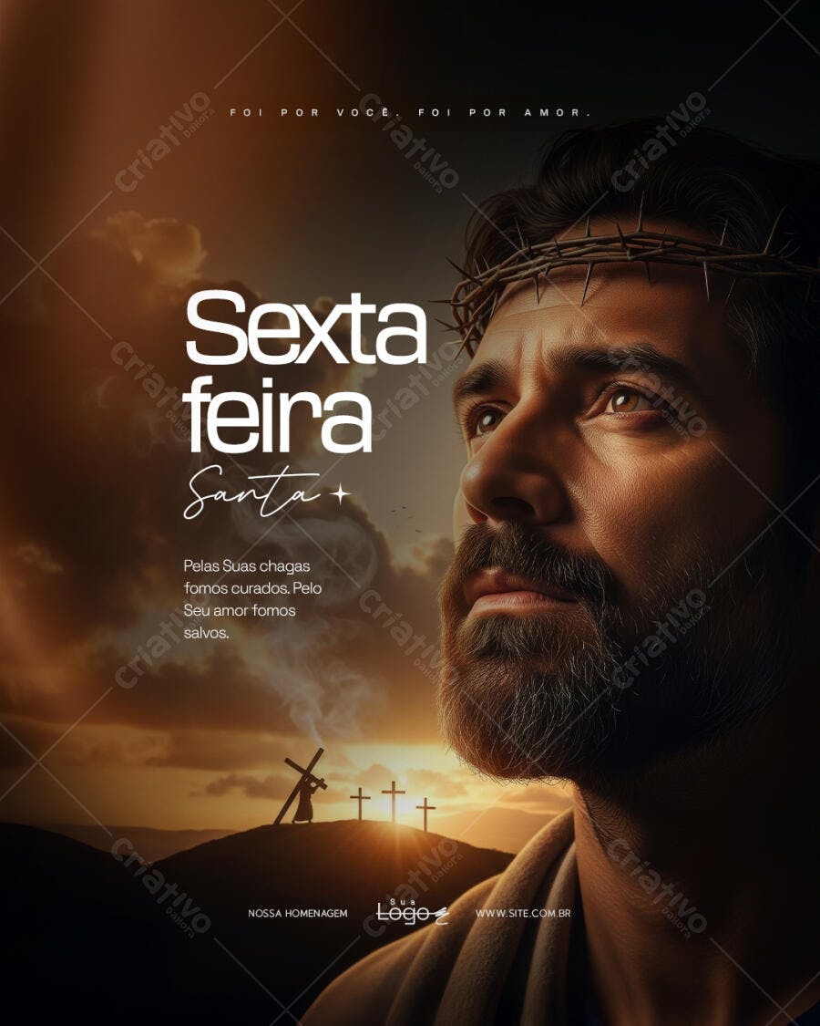 Post Instagram Sexta-feira Santa Páscoa PSD Editável