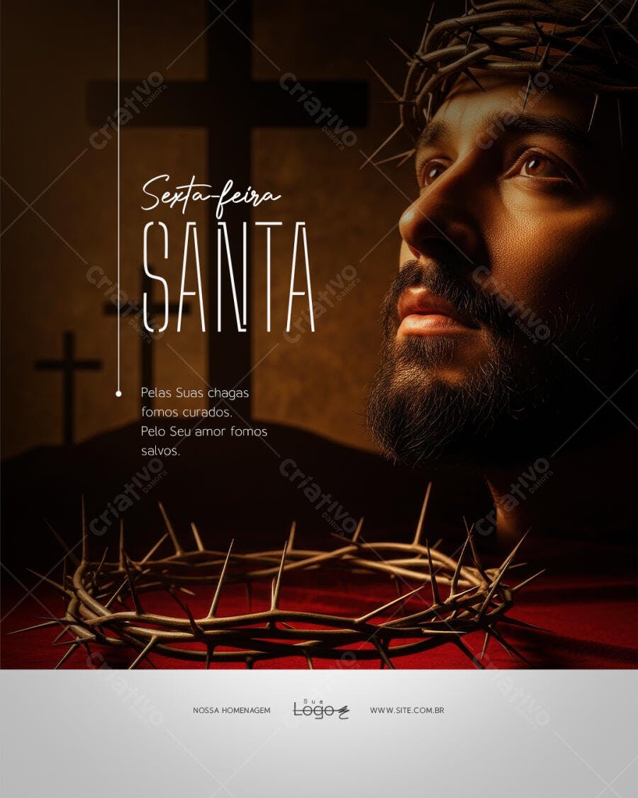 Post Sexta-feira Santa Páscoa Religioso PSD Editável