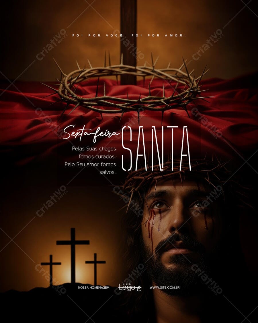 Post Sexta-feira Santa Páscoa Religioso PSD Editável