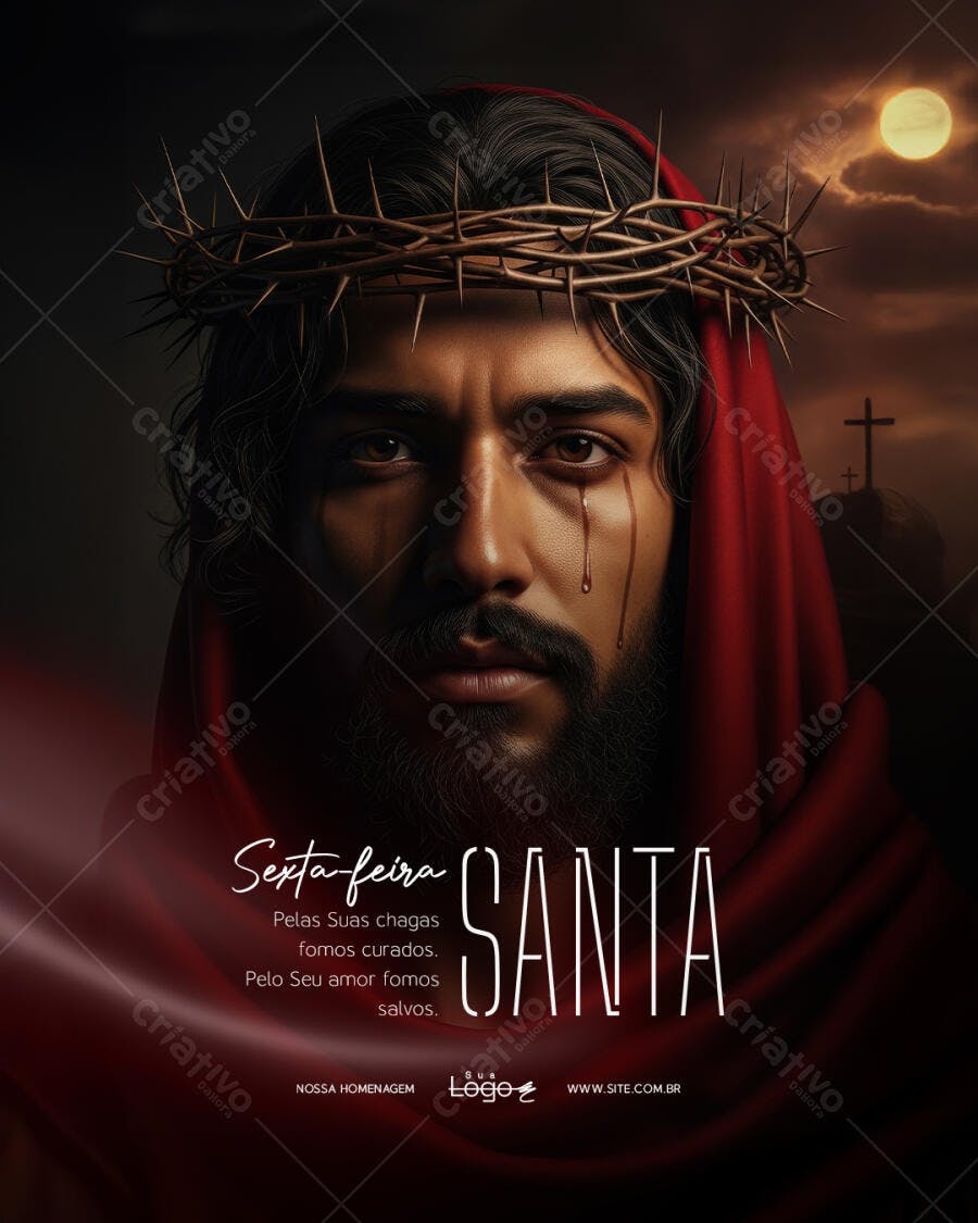 Post Sexta-feira Santa Páscoa Jesus Cristo PSD Editável