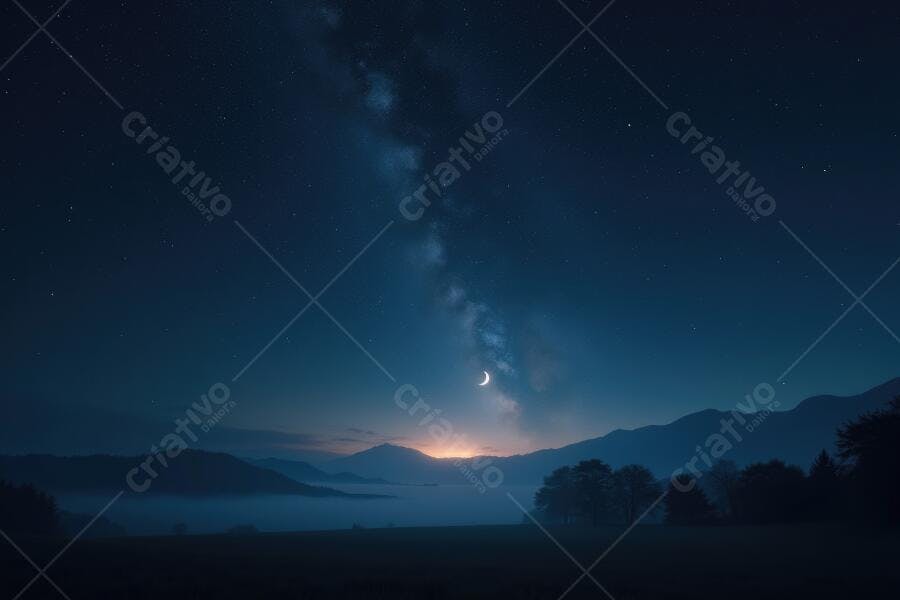 Foto Via Láctea Céu Noturno Montanhas Luar Místico