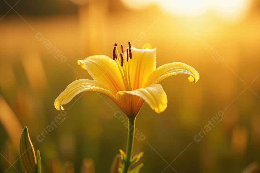 Foto Lírio Amarelo Flor Dourada Amanhecer Natureza