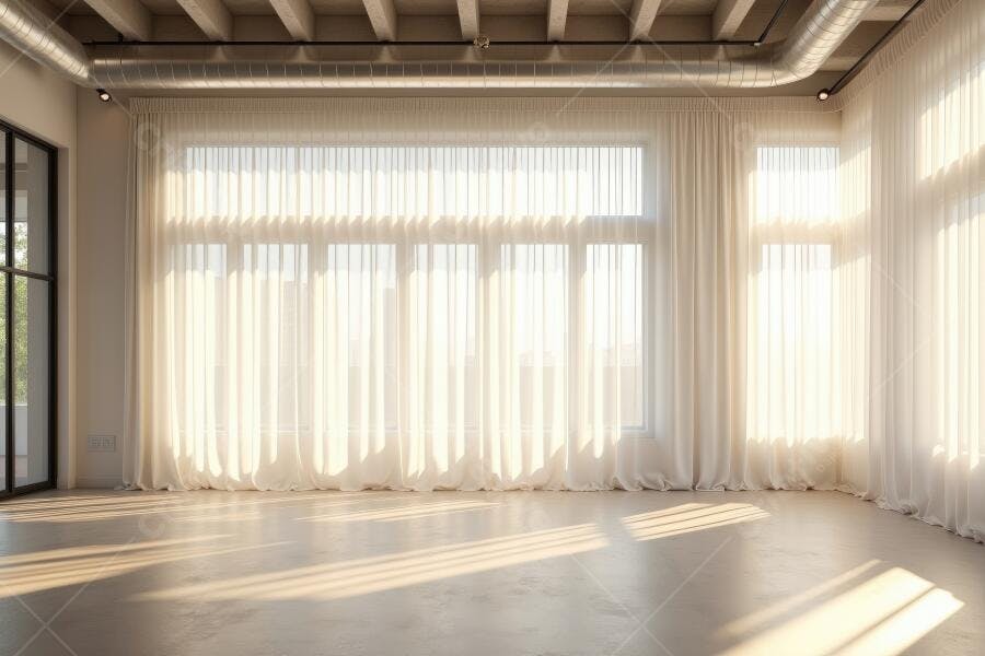 Foto Sala Vazia Iluminada Luz Natural Cortinas Brancas