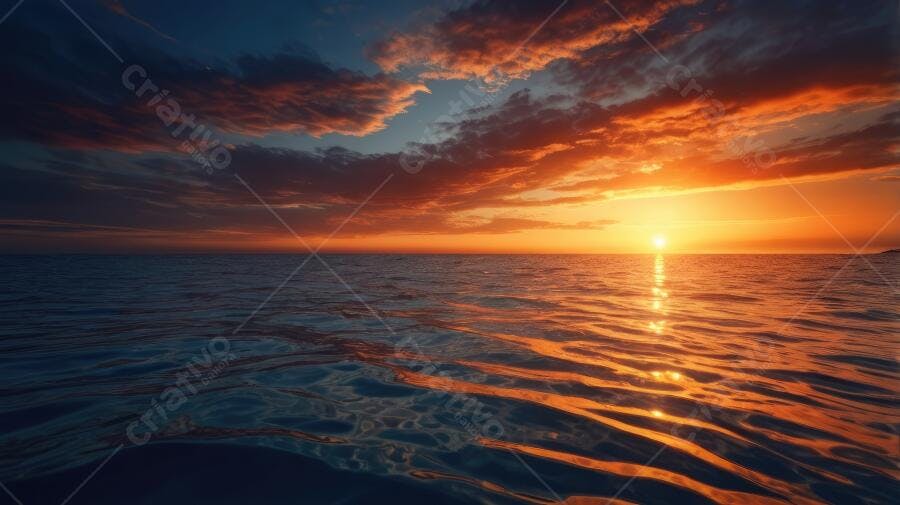 Foto Pôr do Sol Mar Céu Alaranjado Nuvens Dramáticas