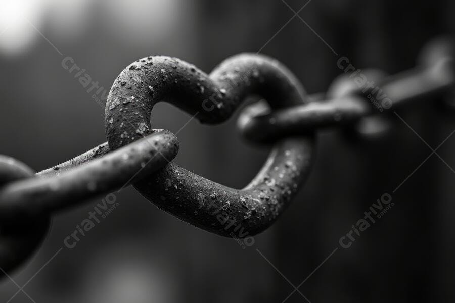 Foto Corrente de Metal Enferrujada elo em formato de Coração