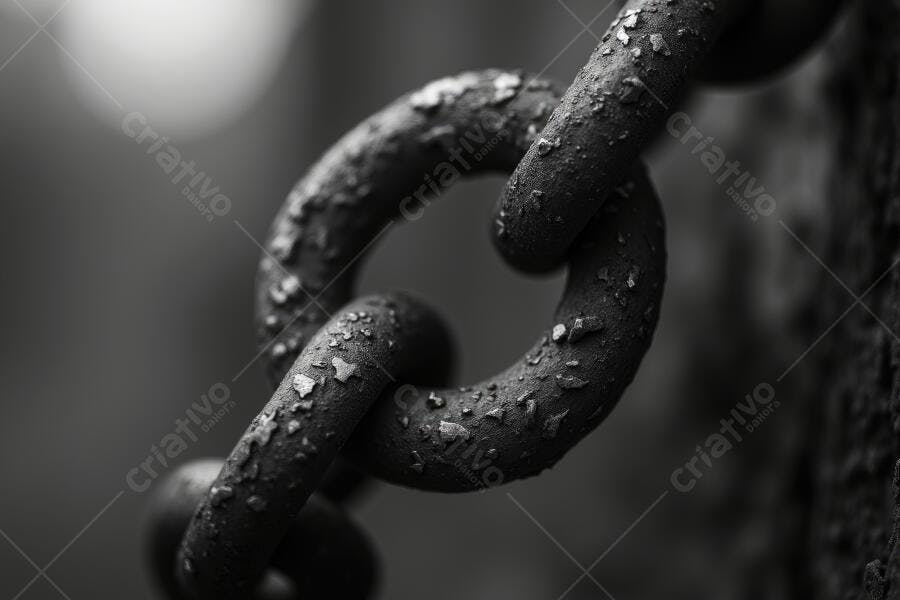 Foto Corrente de Metal Enferrujada Textura Detalhe Monocromático