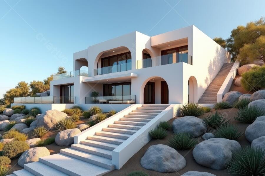 Foto Casa Moderna Branca Luxuosa Arquitetura Minimalista
