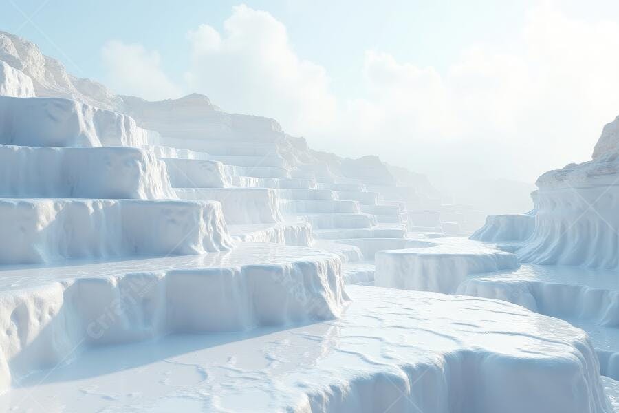 Foto Paisagem Pamukkale Turquia Piscinas Travertino Neve