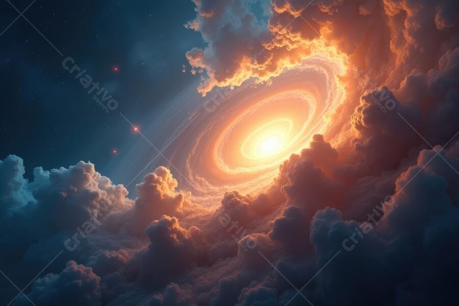 Foto Galáxia Espiral Brilhante Nuvens Cósmicas Noite