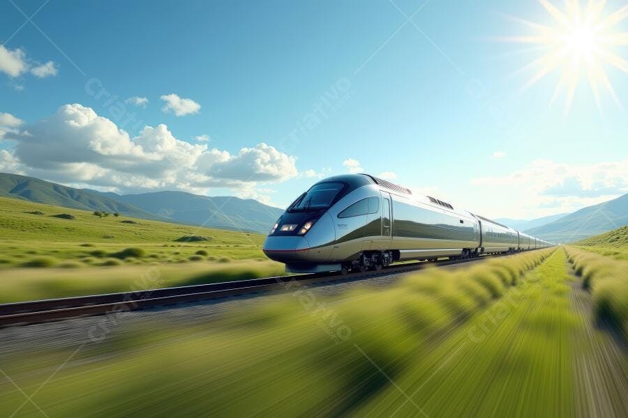 Foto Trem Bala Moderno Alta Velocidade Paisagem Natural