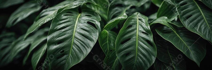 Foto Folhas de Costela de Adão Verde Escuro Textura Natural