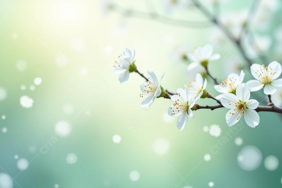 Foto Flores Brancas Primavera Fundo Desfocado Bokeh Verde